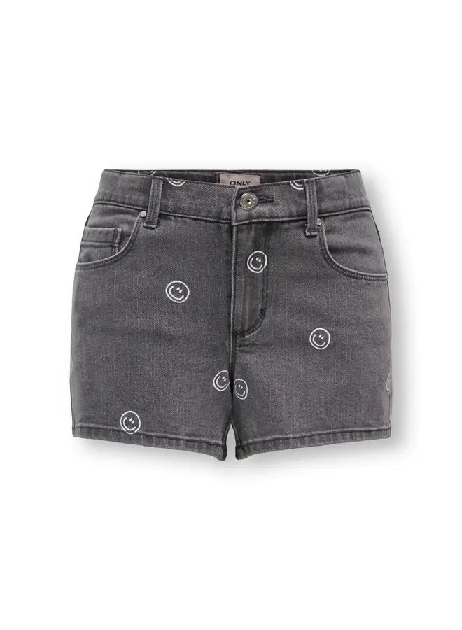 Kids Only - Blair print shorts - Light grey denim smiley