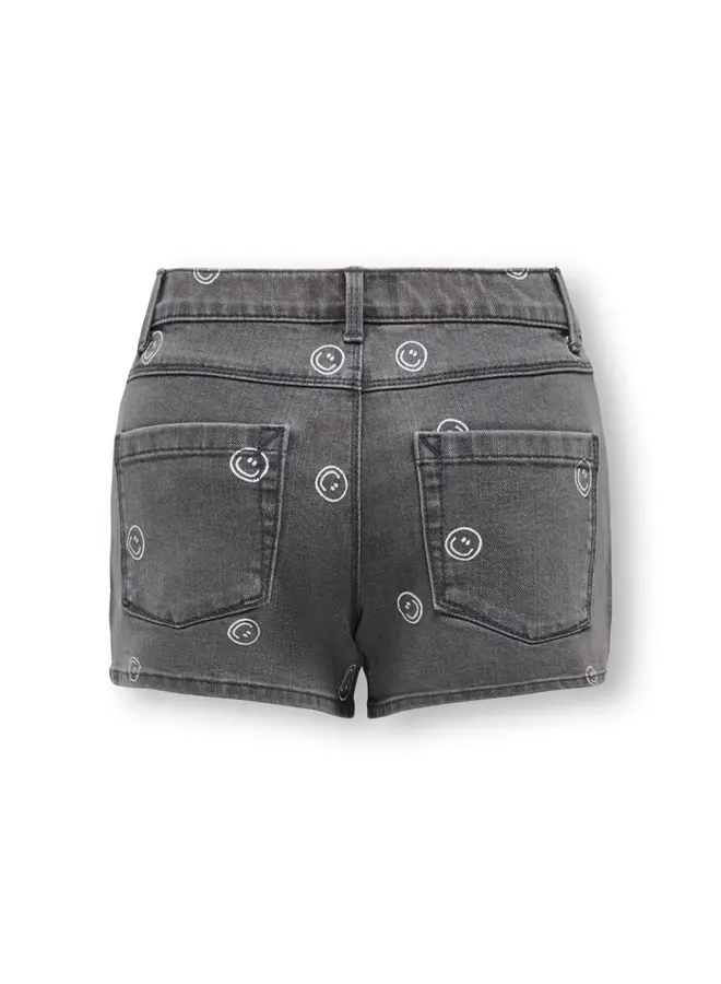 Kids Only - Blair print shorts - Light grey denim smiley