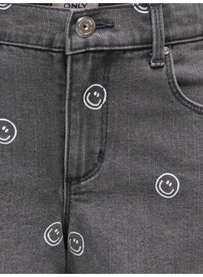 Kids Only - Blair print shorts - Light grey denim smiley