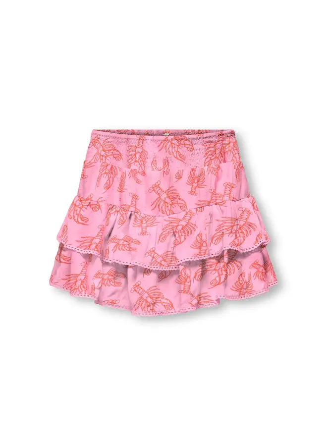 Glow life taped edge skort AOP - Begonia pink lobster/Tiger lily