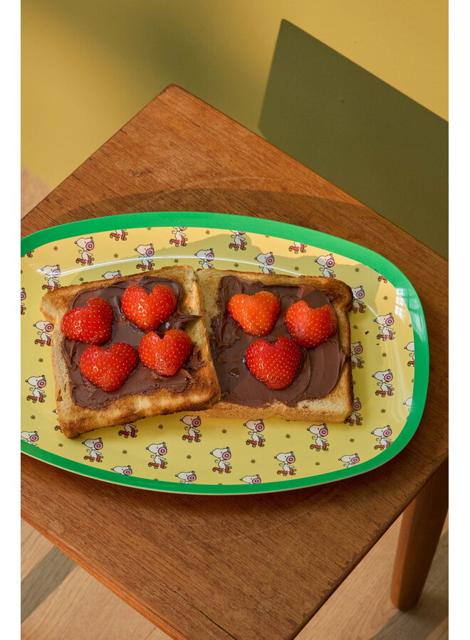 rice - Groot rechthoekig dinerbord - Geel Snoopy print