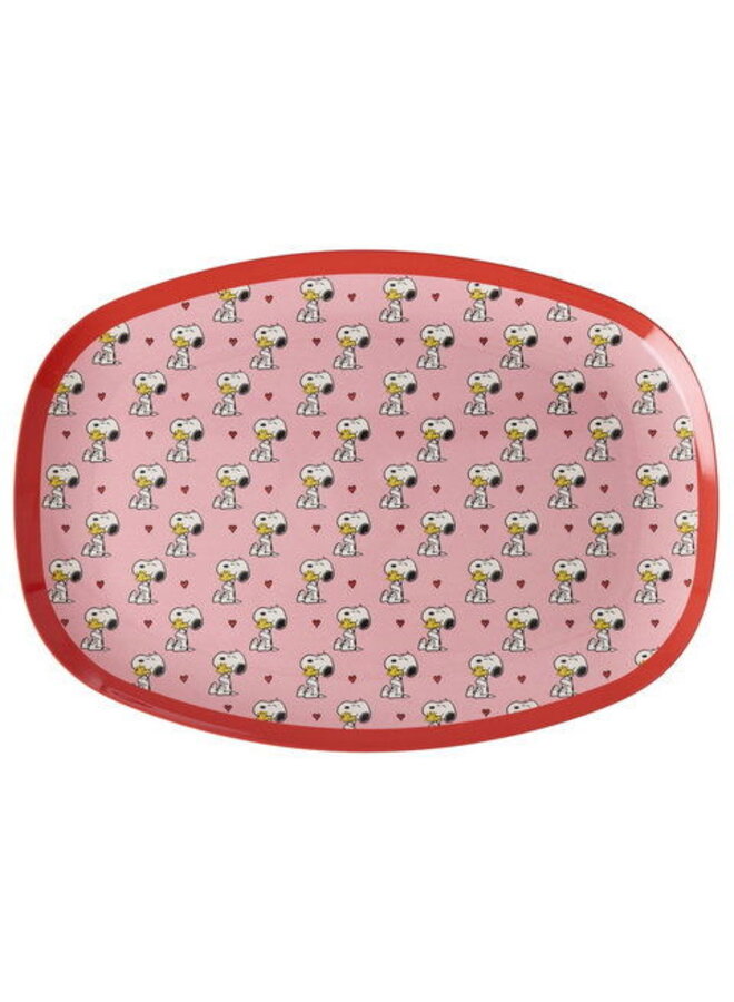 rice - Groot rechthoekig dinerbord - Roze Snoopy print