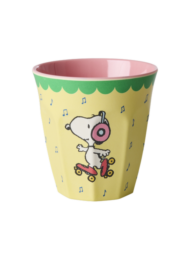 rice - Medium melamine beker - Geel Snoopy print
