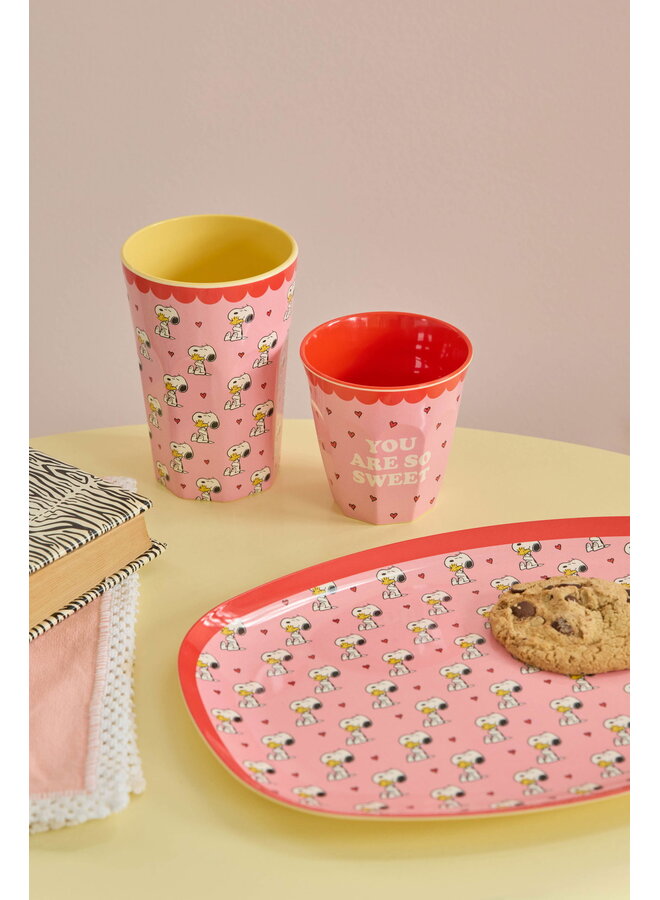 rice - Grote melamine beker - Roze Snoopy print