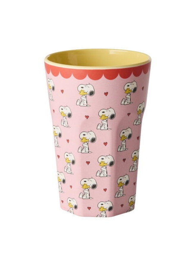 Grote melamine beker - Roze Snoopy print