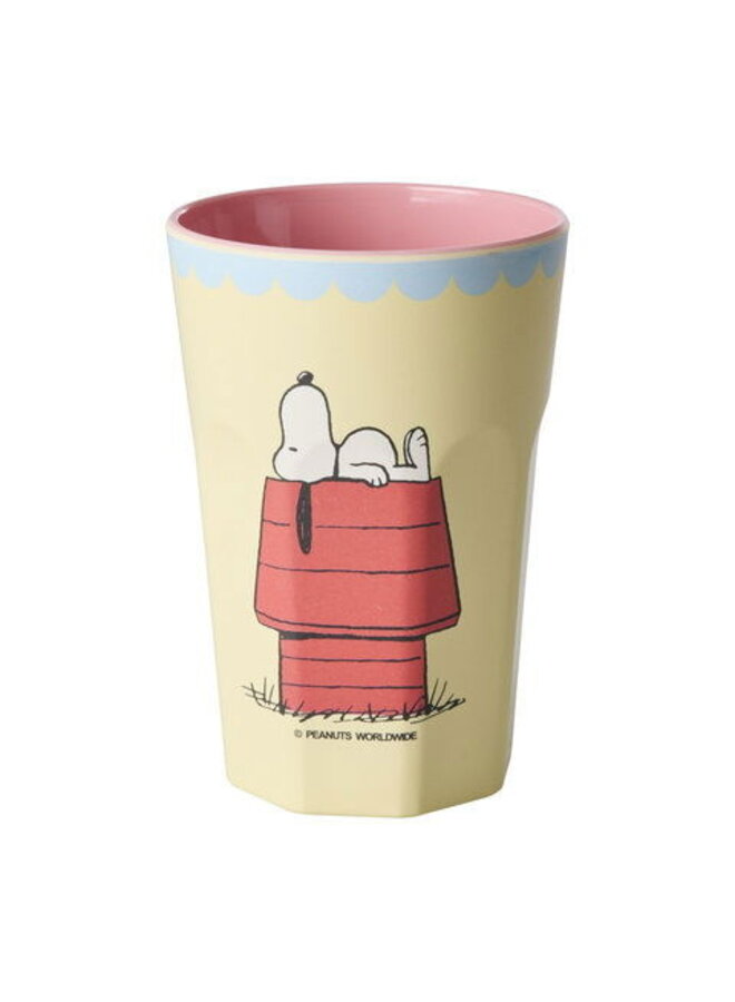 Grote melamine beker - Crème Snoopy print