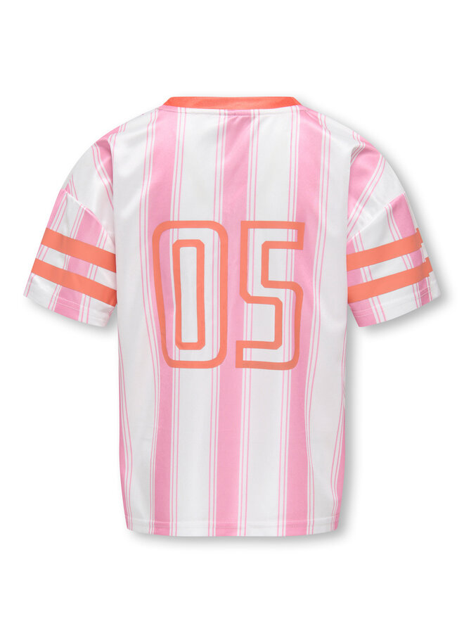Kids Only - Lula sporty top - Bright white/Begonia pink stripes
