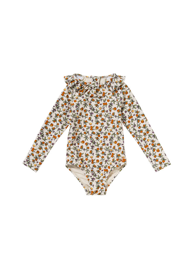 Pomme flower bodysuit - White swan