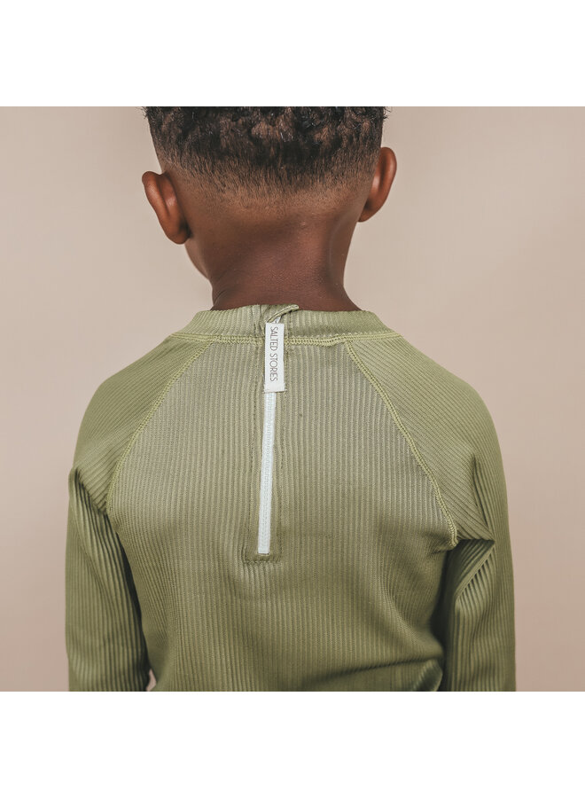Salted Stories - Wide stripe swim longsleeve - Iguana