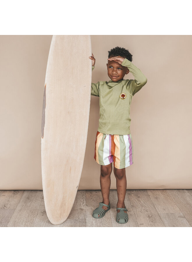 Salted Stories - Wide stripe swim longsleeve - Iguana