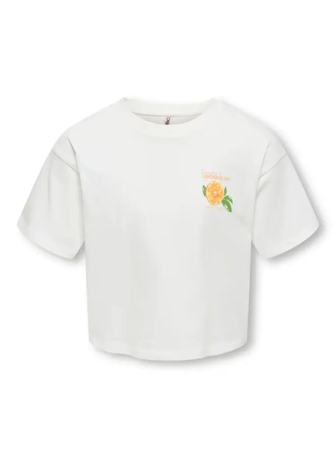 Kids Only - Milla boxy printed top - Cloud dancer/Lemonade