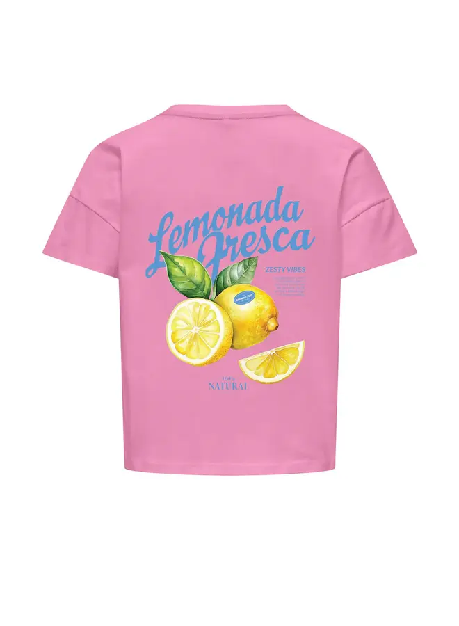 Mellie loose print top - Begonia pink/Lemon