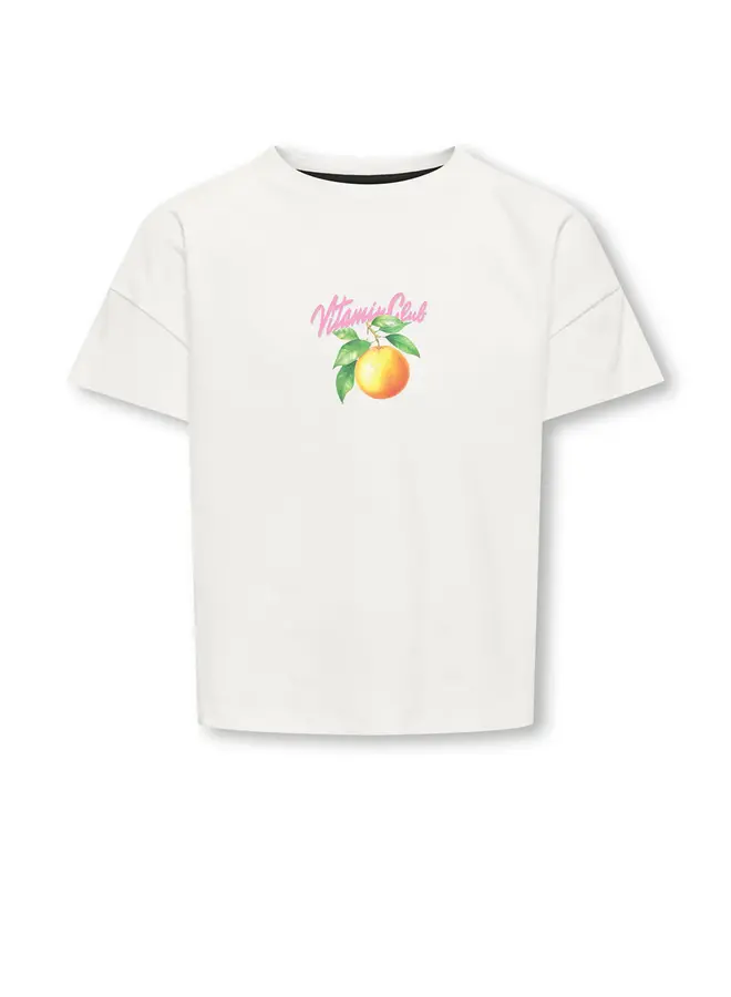 Kids Only - Mellie loose print top - Cloud dancer/Orange