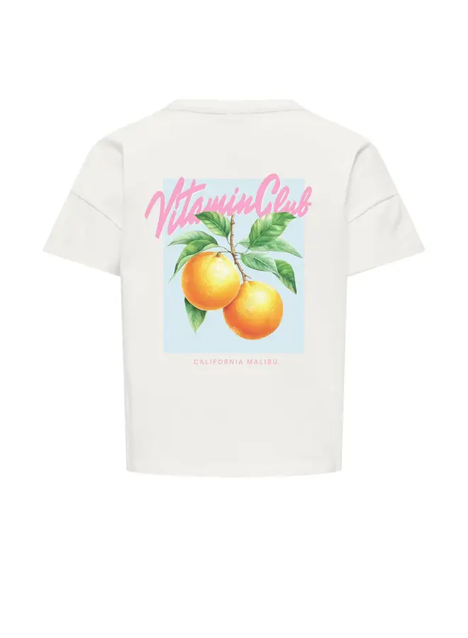 Mellie loose print top - Cloud dancer/Orange