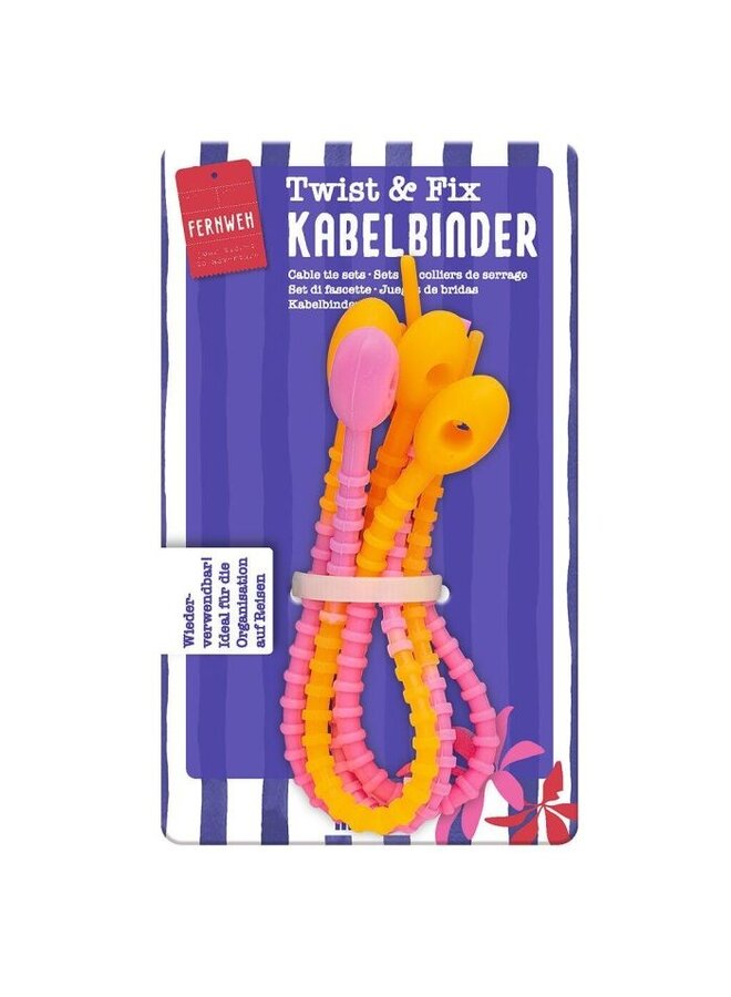 82390 - Reizen kabelbinders neon set van 4