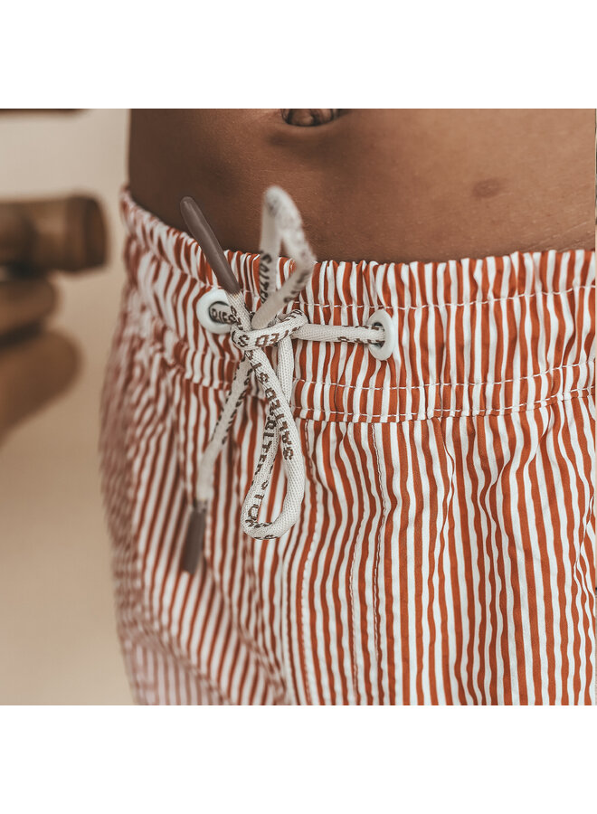 Salted Stories - Seersucker swim shorts - Bombay brown