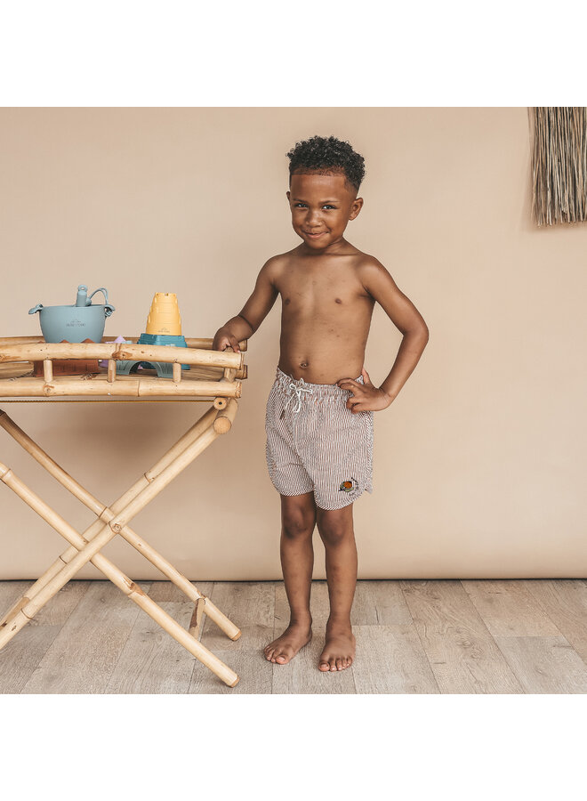 Salted Stories - Seersucker swim shorts - Bombay brown