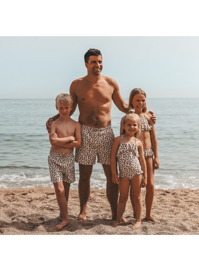 Salted Stories - Pommegranate swim shorts men - White swan