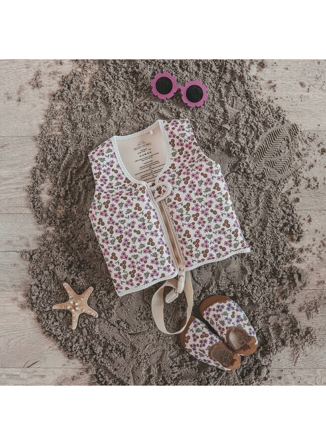 Salted Stories - Sparkly flowers floating vest - White swan