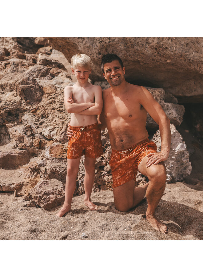 Salted Stories - Palms swim shorts - Bombay brown