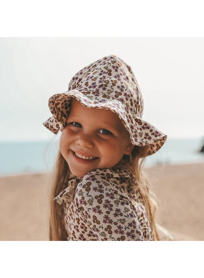 Salted Stories - Sparkly flower sun hat - Bombay brown