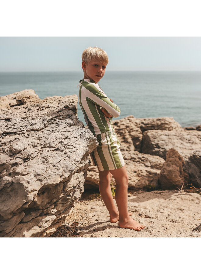 Salted Stories - Wide stripe swim shorts - Iguana