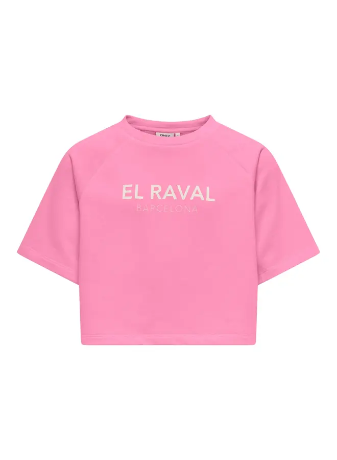 Kids Only - Cora ss print o-neck sweat - Begonia pink raval