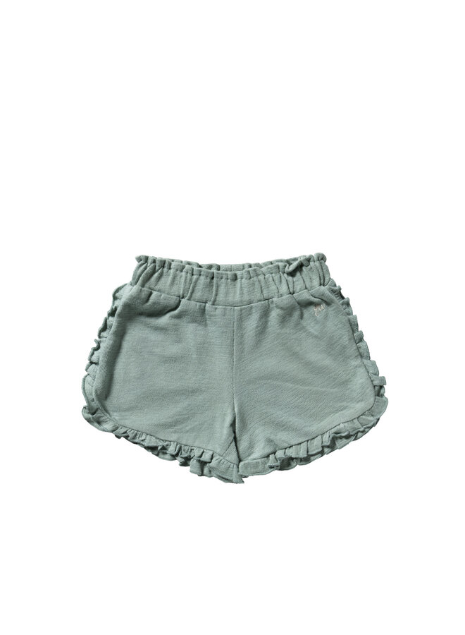 Your Wishes - Textured jersey ruffle shorts - Ocean