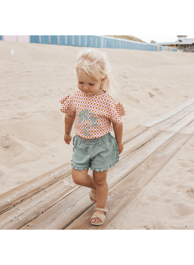 Your Wishes - Textured jersey ruffle shorts - Ocean