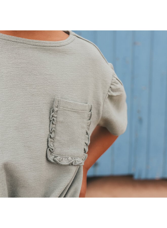 Your Wishes - Textured jersey front tie shirt - Ocean