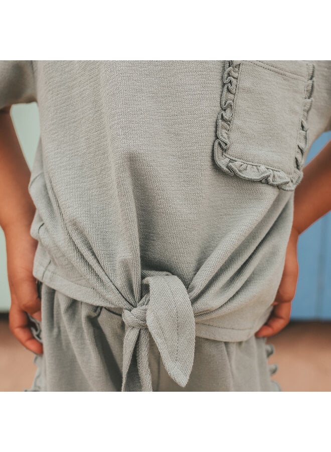 Your Wishes - Textured jersey front tie shirt - Ocean