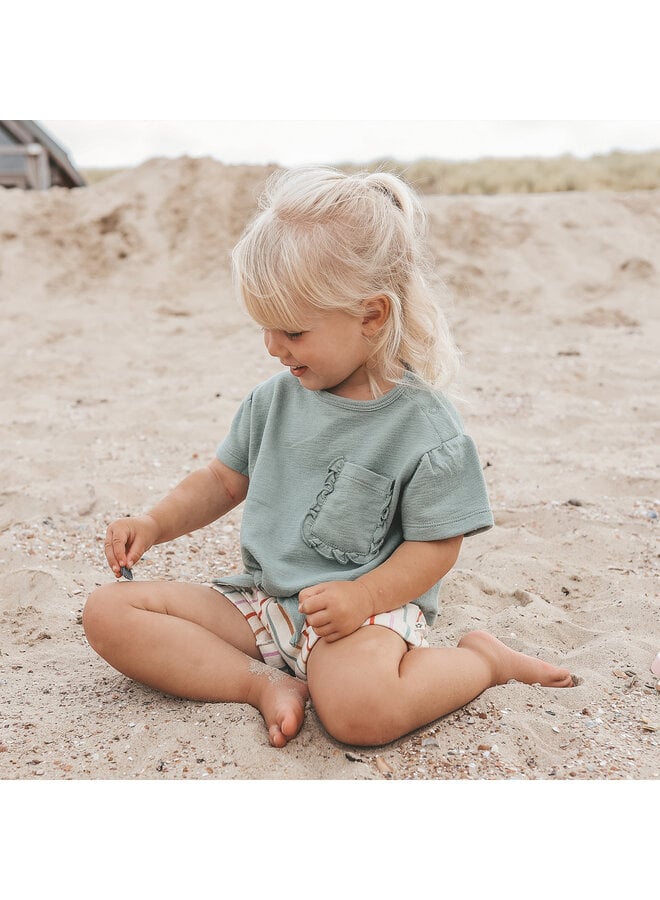 Your Wishes - Textured jersey front tie shirt - Ocean