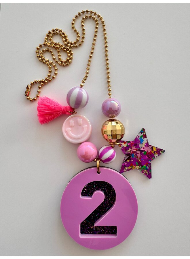 ByMelo - Verjaardagsketting - Paars/Glitter