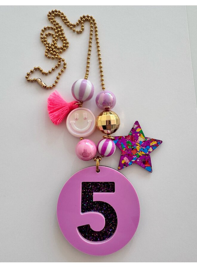 ByMelo - Verjaardagsketting - Paars/Glitter