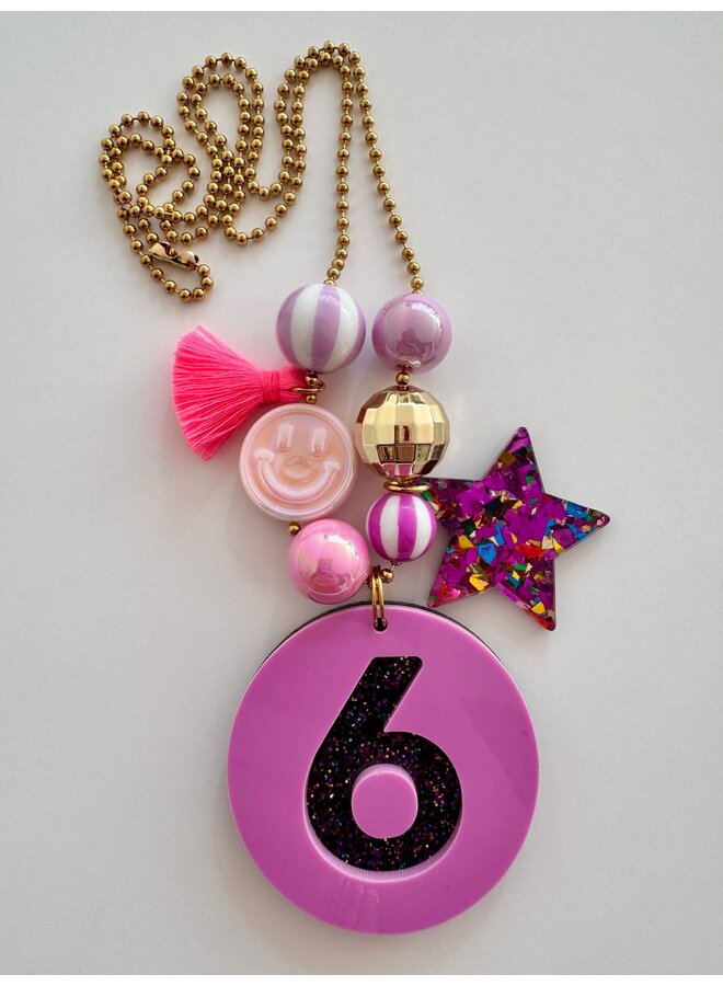 ByMelo - Verjaardagsketting - Paars/Glitter