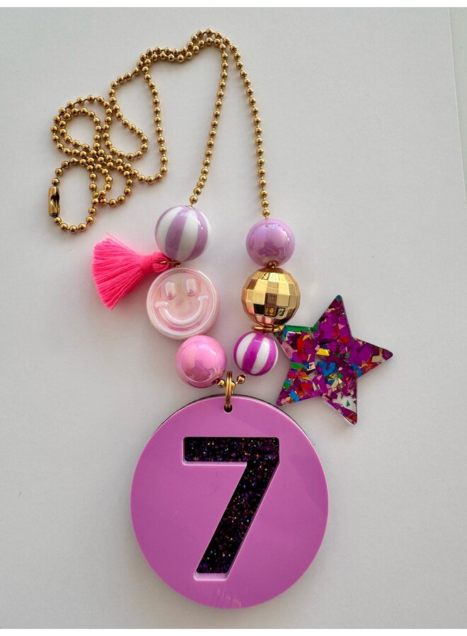 ByMelo - Verjaardagsketting - Paars/Glitter