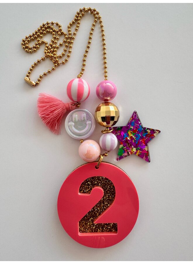Verjaardagsketting - Roze/Glitter