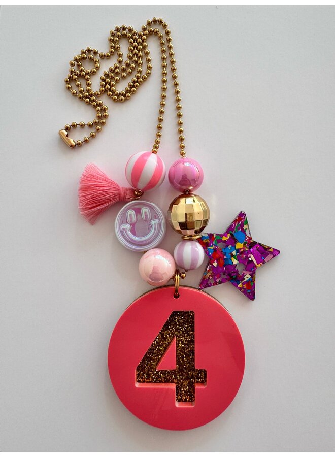 ByMelo - Verjaardagsketting - Roze/Glitter