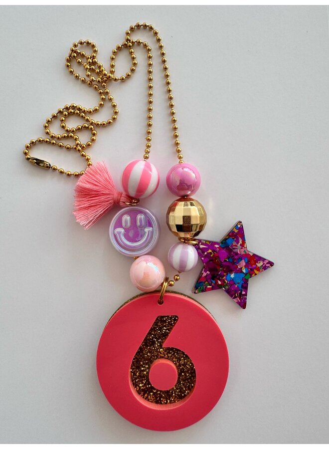 ByMelo - Verjaardagsketting - Roze/Glitter