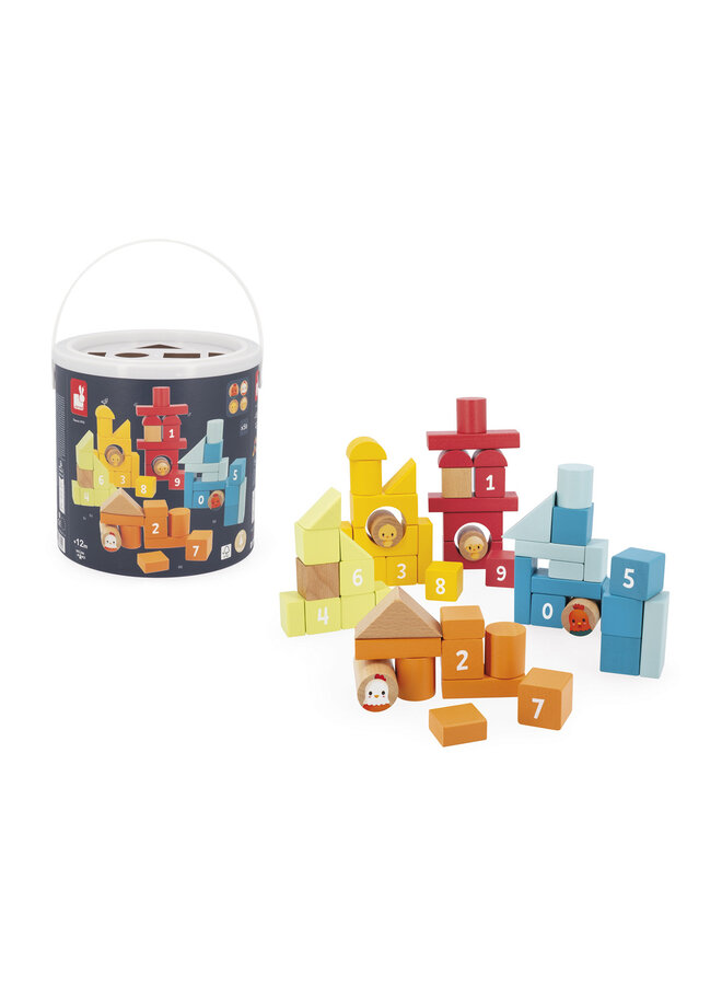 Janod - 3330 Boerderij - Stapelstenen 56 stuks