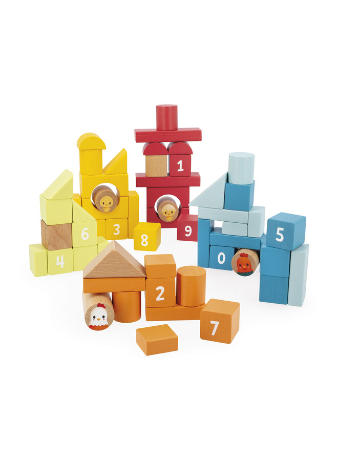 Janod - 3330 Boerderij - Stapelstenen 56 stuks