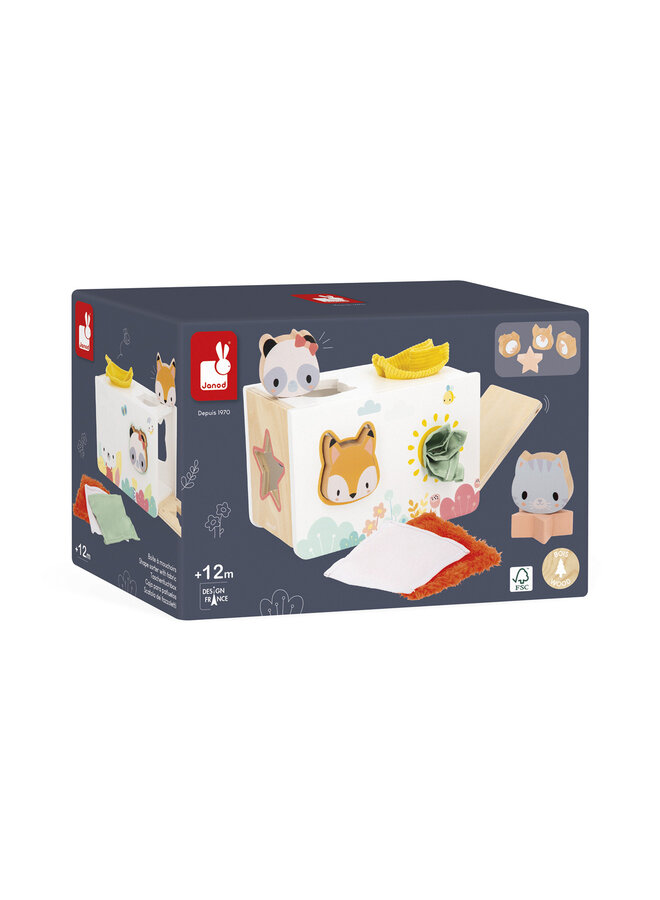 Janod - 5140 Pure - Vormensorteerder dieren met stoffen