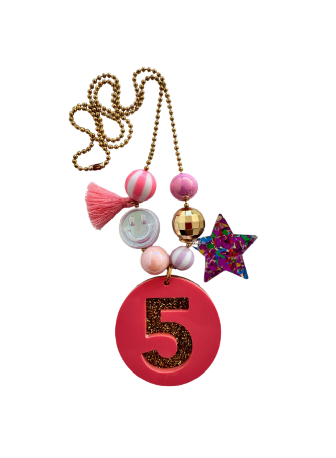 ByMelo - Verjaardagsketting - Roze/Glitter
