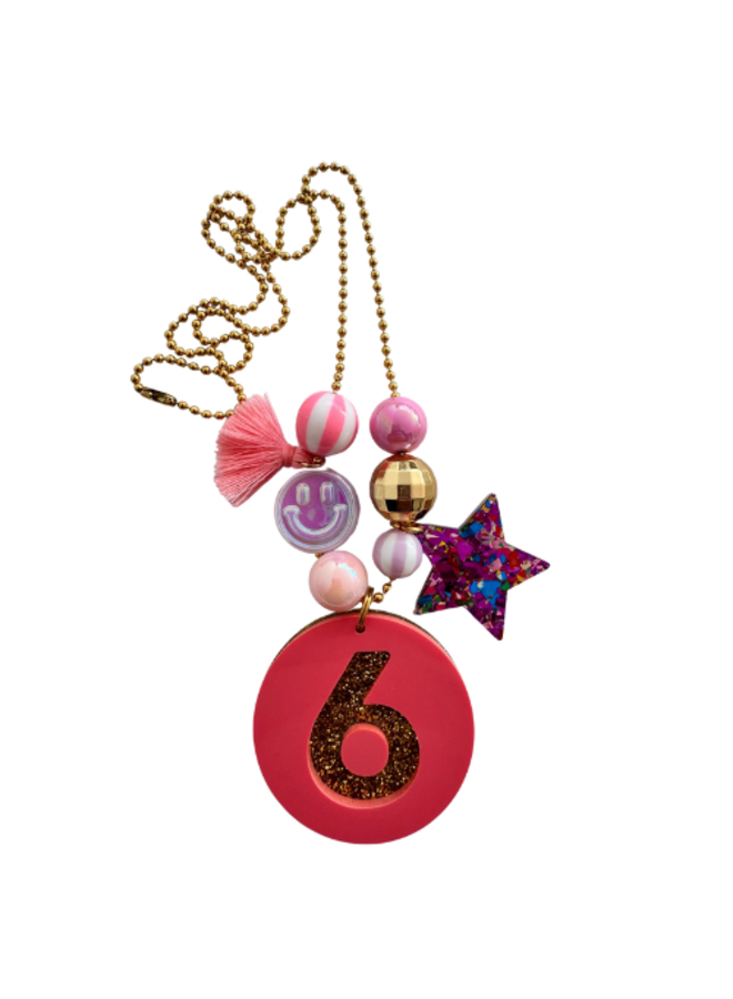 ByMelo - Verjaardagsketting - Roze/Glitter