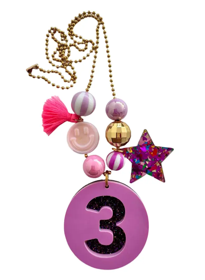 ByMelo - Verjaardagsketting - Paars/Glitter