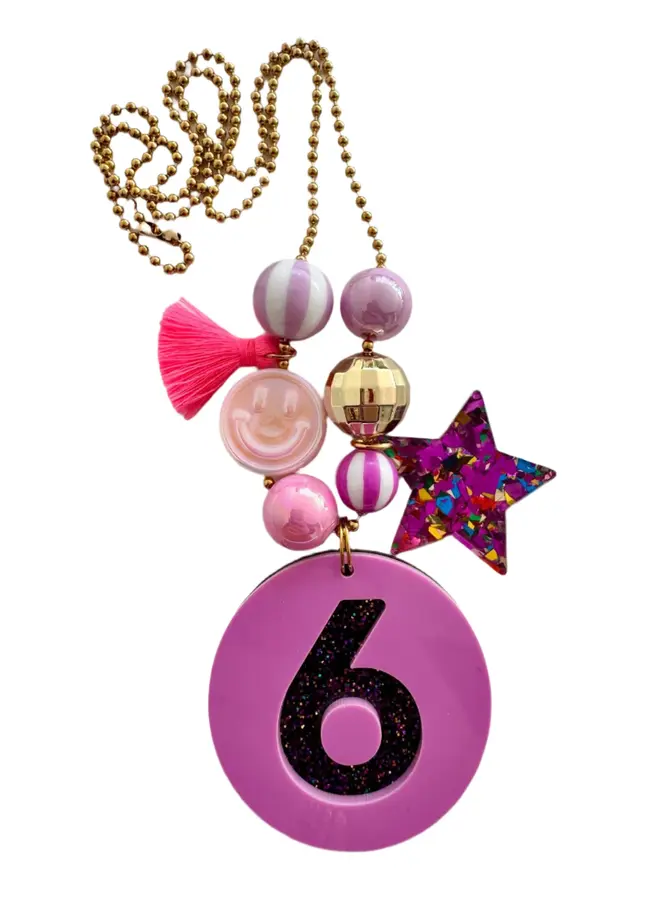ByMelo - Verjaardagsketting - Paars/Glitter