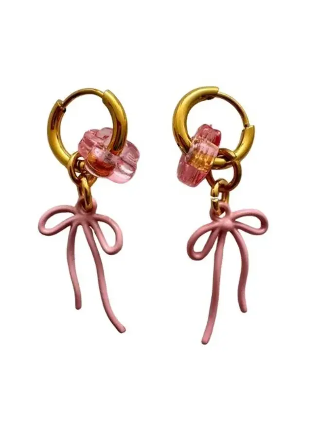 Oorbellen strik - Roze