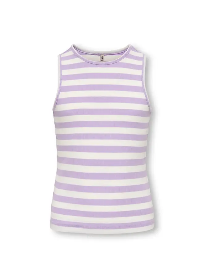 Kenya rib stripe tank top – Lilac breeze / Cloud dancer