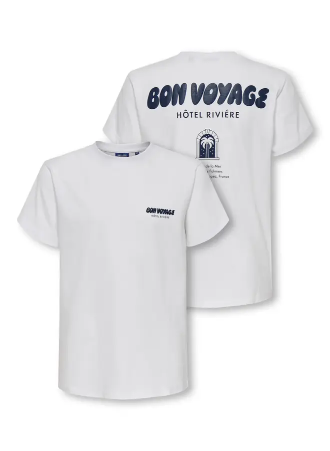 Cleve ss tee - Bright white bon voyage