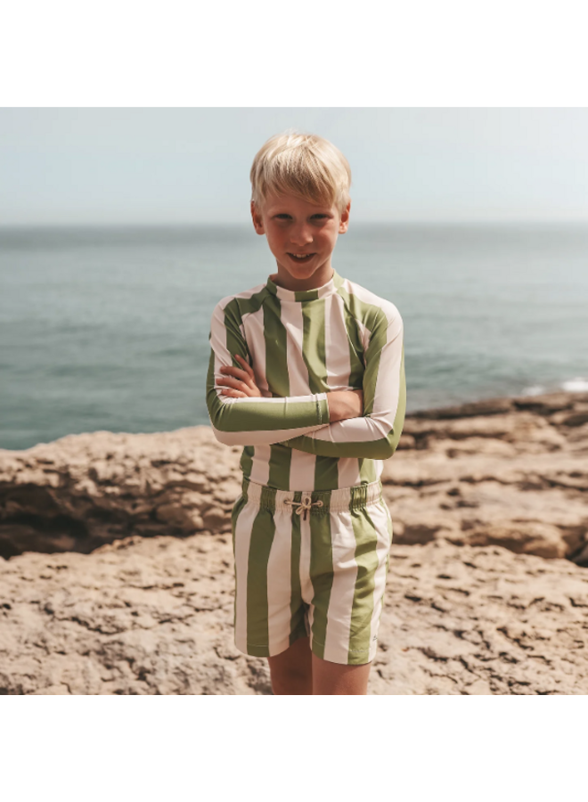 Salted Stories - Wide stripe swim longsleeve - Iguana